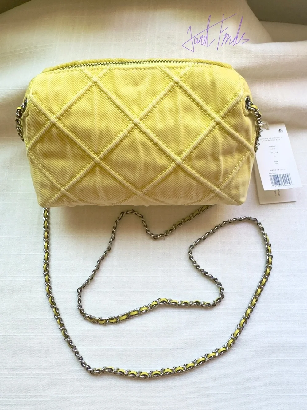 NWT 🌼Tory Burch Yellow Fleming Denim Soft Crossbody Bag